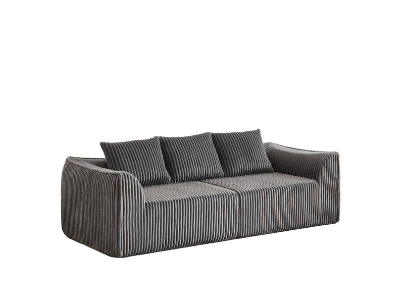  Canapé droit tcqpz 235,5 x 101 x 72,5 cm 4 places en velours côtelé gris  - Conforama A