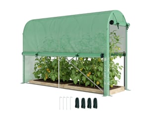 Serre jardin pebalcon, bâche renforcée 140 gm², acier, porte zippée enroulable, légumesplantesfleurs, int.ext., 300x100x200 cm, vert.