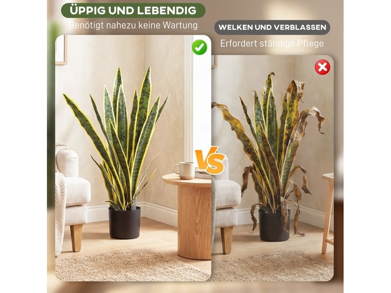  Plante artificielle sansevieria 77 cm verte en polyéthylène avec pot, feuillage flexible sans entretien intérieur  - Conforama D