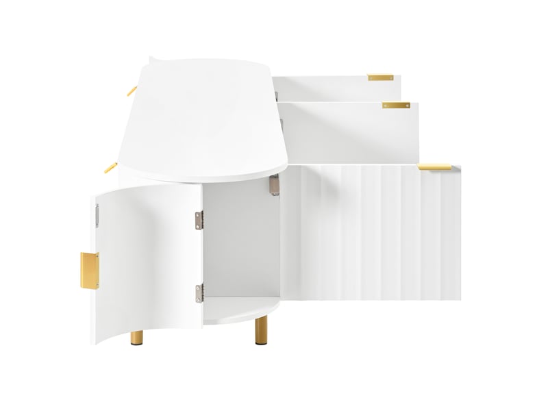  Meuble tv bas à 5 portes en mdf 170x40x47 cm blanc  - Conforama R