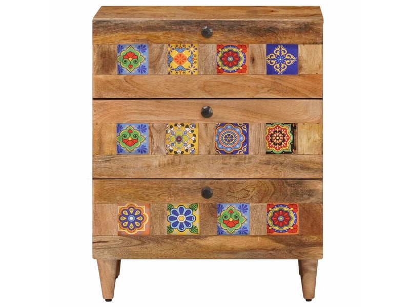  Table de chevet - cabinet de chevet - table de nuit naturel 50 x 33 x 62 cm bois de mangue massif  - Conforama B