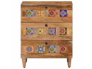 Table de chevet - cabinet de chevet - table de nuit naturel 50 x 33 x 62 cm bois de mangue massif