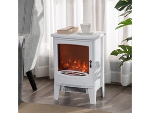 Cheminée électrique led 39x26x54,8 cm effet de flammes en métal blanc