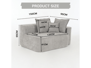 Canapé droit fixe <strong></strong> <strong></strong> 2 places Tissu bouclette gris