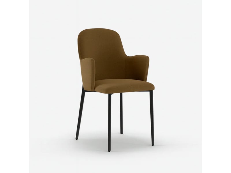  Lot de 4 chaises rembourrées en tissu facile à nettoyer flow - marron  - Conforama D
