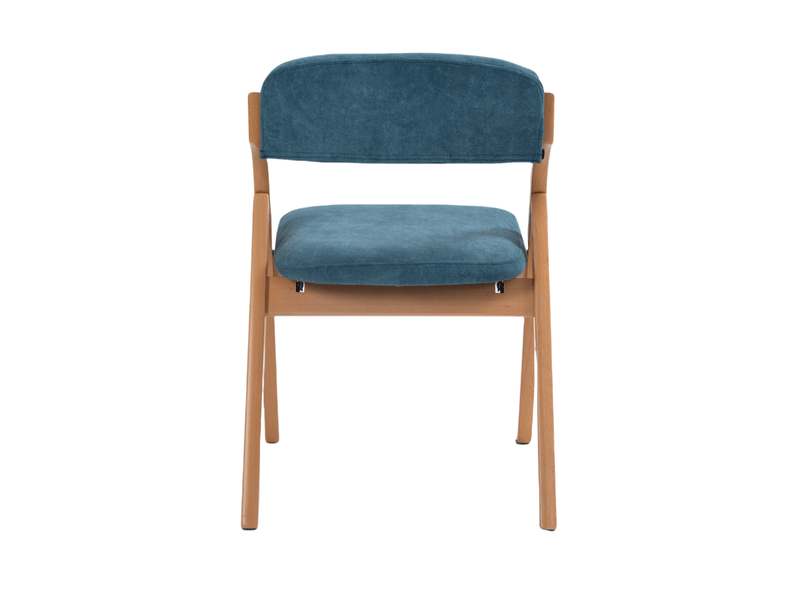  Lot de 2 chaises de salle à manger 52,5x60x79 cm, bleu, pieds en bois, pliantes, avec dossier  - Conforama A