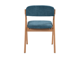 Lot de 2 chaises de salle à manger 52,5x60x79 cm, bleu, pieds en bois, pliantes, avec dossier