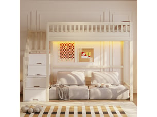 Lit mezzanine 90x200 cm <strong>MODERNLUXE</strong>  <strong></strong> coloris blanc
