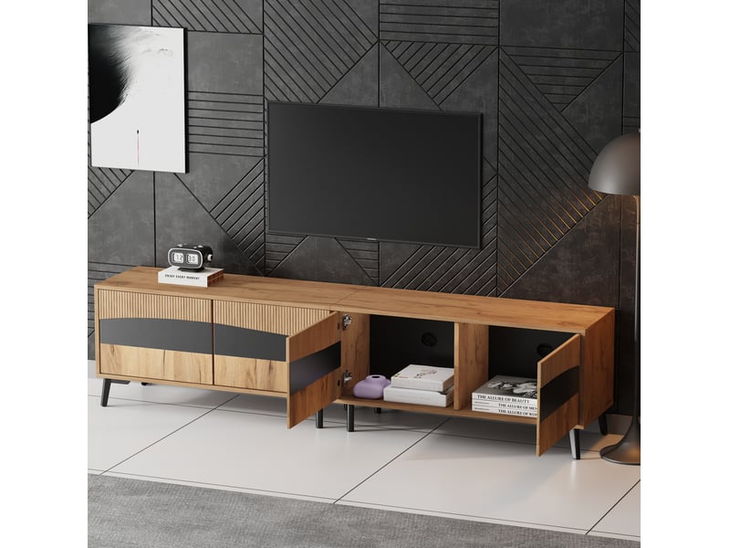  Meuble tv 180 cm 4 portes pour écran jusqu’à 75 pouces evryae  - Conforama B