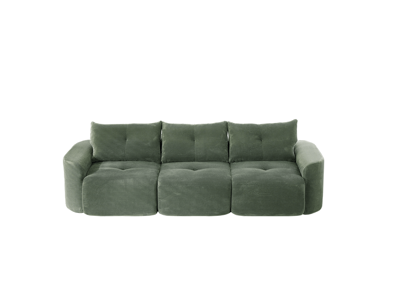  Canapé modulable 3 places 2+1, assise séparée, tissu côtelé, design arrondi wabi-sabi, 3 coussins, vert sauge OMNIGLINT TRADING LTD - Conforama A