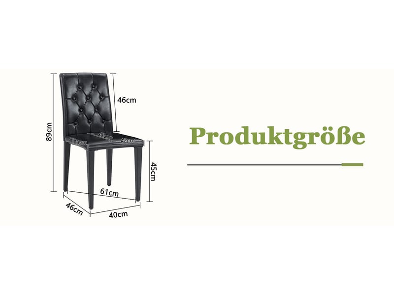  Lot de 4 chaises de salle à manger noires en polyuréthane et métal  - Conforama E