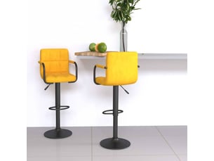 Lot de 2 tabouret de bar, chaise de bar jaune moutarde velours shl25931