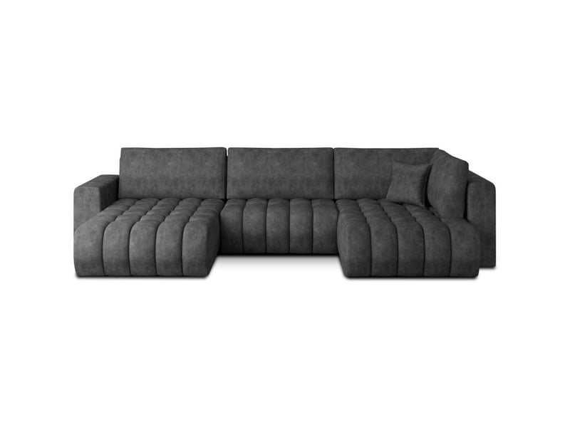Canapé d'angle bonita convertible 6 places gris foncé effet marbré – gauche – 350x175cm - Conforama A