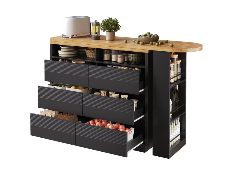  Meuble de cuisine muvano, table de bar extensible noire en mdf, longueur de 137 à 215 cm  - Conforama A
