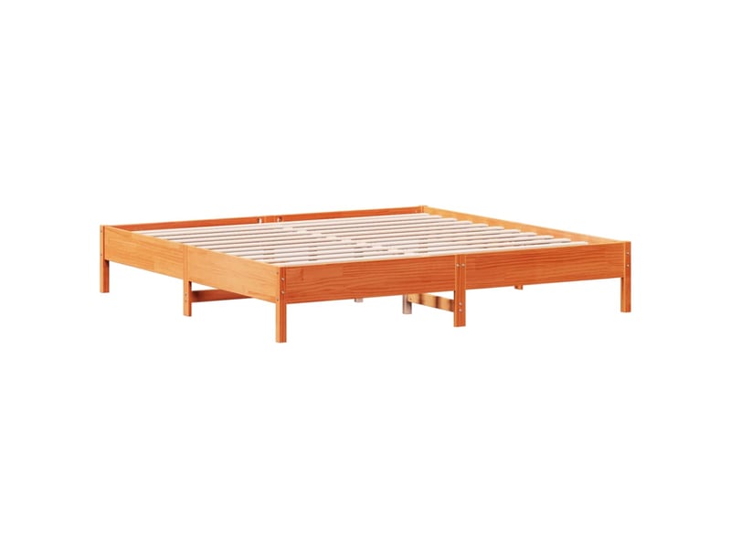 Lit double- lit adulte - cadre de lit sans matelas marron 200x200cm bois pin massif - Conforama D