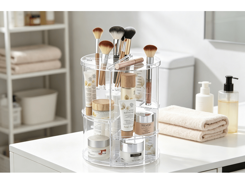  Organiseur de maquillage rotatif rolkup innovagoods transparent 30 cm V0103592 - Conforama D