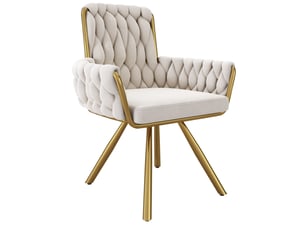Lot de 4 chaises de salle à manger pivotantes en velours beige, pieds métalliques, style moderne