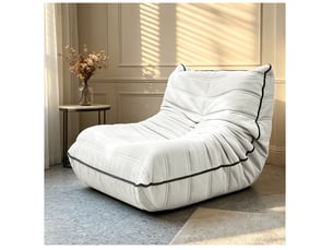 Fauteuil poire forme chenille 70x96x64,5 cm avec dossier blanc