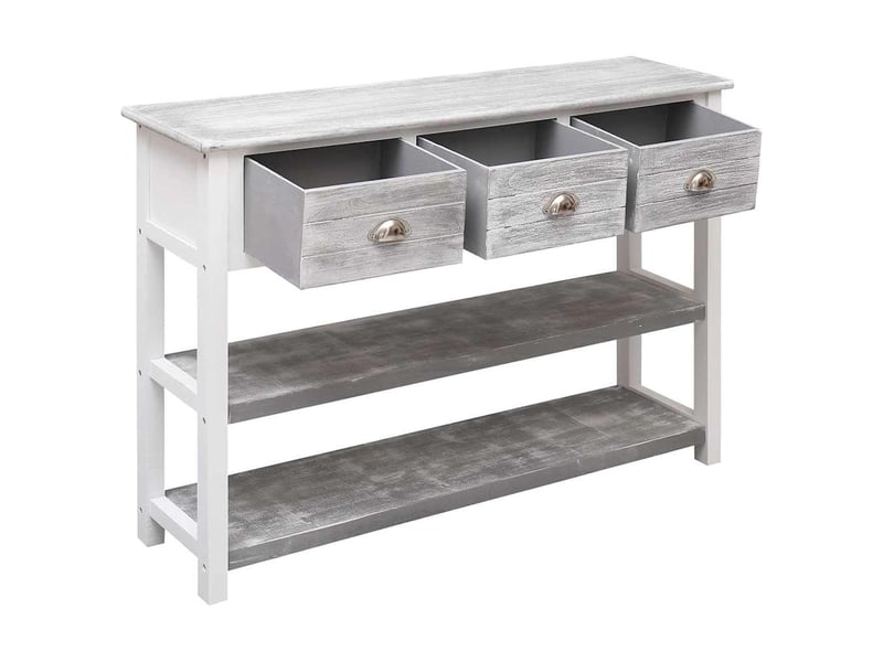  Buffet - bahut - meuble de rangement gris antique 108x30x76 cm bois de paulownia massif  - Conforama E