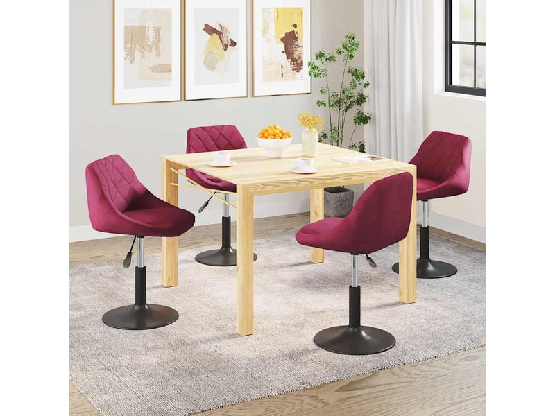  Lot de 4 chaises à manger, chaises de cuisine pivotantes rouge bordeaux velours cf29450  - Conforama B
