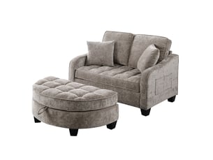 Canapé droit fixe OKWISH 1 place Tissu marron avec coffre de rangement