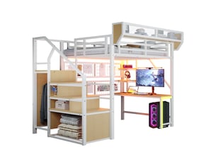 Lit mezzanine 140x200 cm MIVRAY    coloris blanc