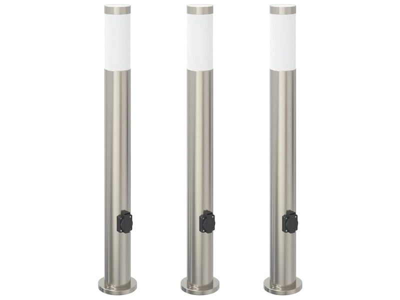  Lot de 3 borne lumineuse avec sortie 80 cm acier inoxydable ip44 shl26032  - Conforama A