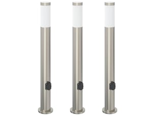 Lot de 3 borne lumineuse avec sortie 80 cm acier inoxydable ip44 shl26032