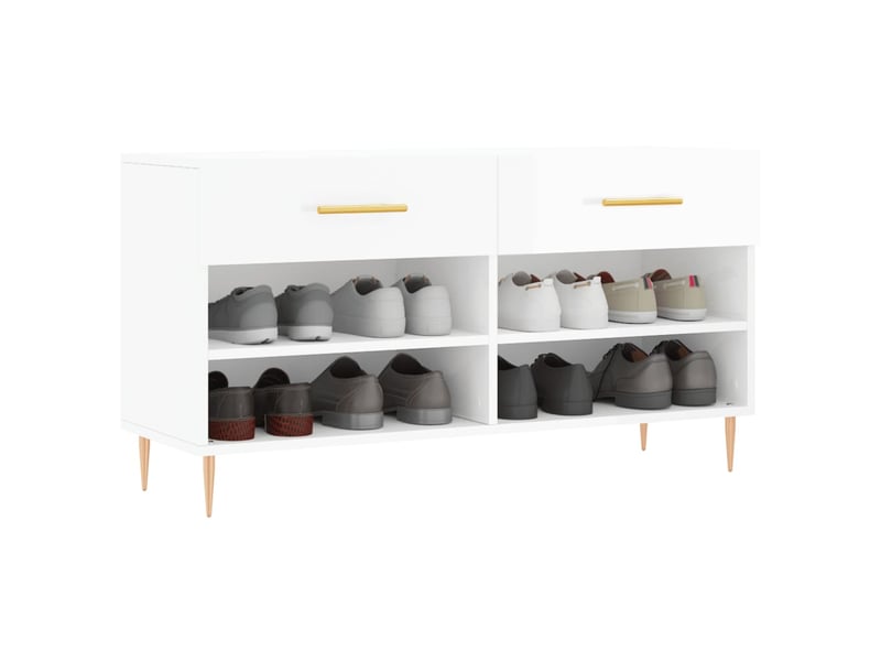  Banc à chaussures blanc brillant 102x35x55 cm bois d'ingénierie shl4744  - Conforama C