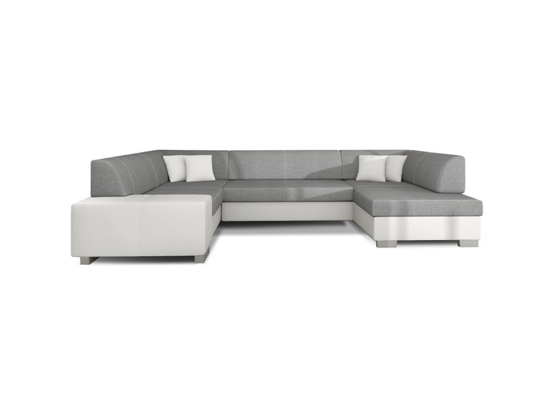  Canapé panoramique en u gris &amp; blanc convertible 6 places havane grand format familial  - Conforama A