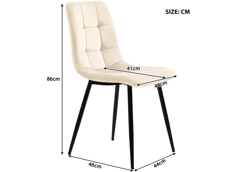  Ensemble salle à manger 5 pièces - table 140x80 cm, 4 chaises, plateau mdf blanc, pieds métal doré, velours beige  - Conforama D
