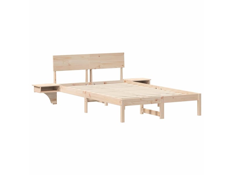  Lit double- lit adulte -  cadre de lit avec tête de lit marron 135 x 190 cm pin massif  - Conforama C