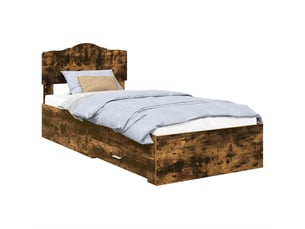 Lit adulte, lit simple, cadre de lit chêne fumé 70x190cm bois d'ingénierie cf6003