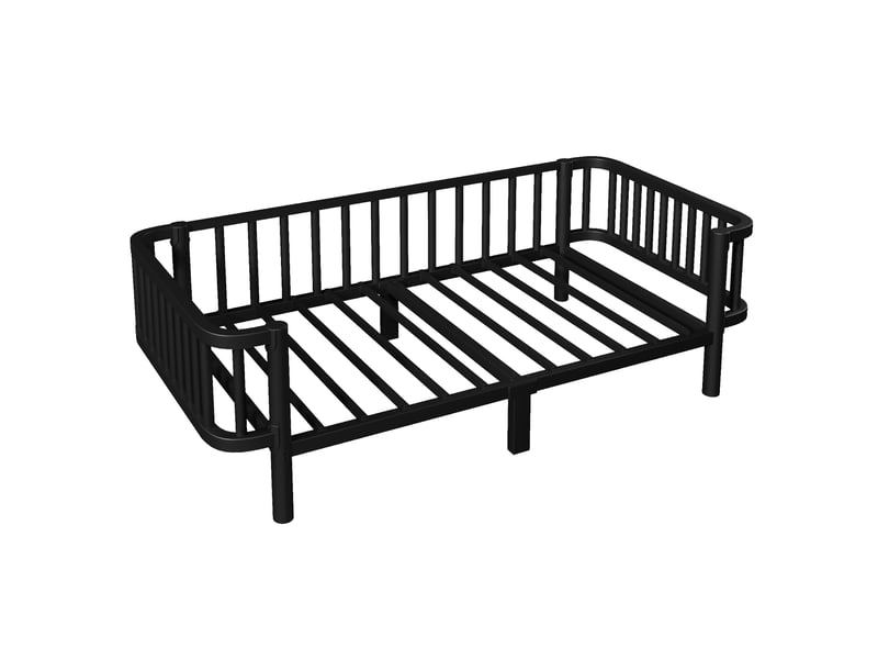  Lit banquette 90 × 200 cm et 140 × 200 cm en métal, avec support renforcé, sans matelas, noir  - Conforama E