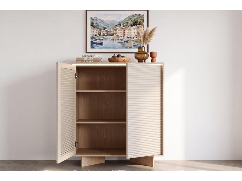  Gobi - commode 104 cm melaminé beige  - Conforama D