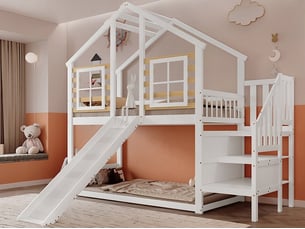 Lit mezzanine 90x200 cm <strong>BGSRYAO</strong>  <strong></strong> coloris blanc