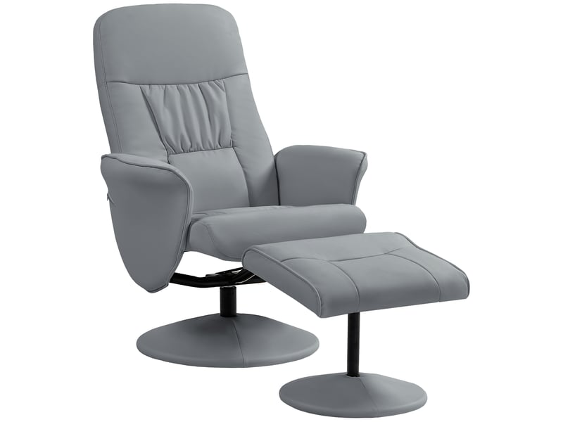  Ensemble fauteuil 2 pièces, fauteuil avec repose-pieds, fauteuil inclinable avec repose-pieds, réglable en hauteur, dossier inclinable, gris clair  - Conforama B