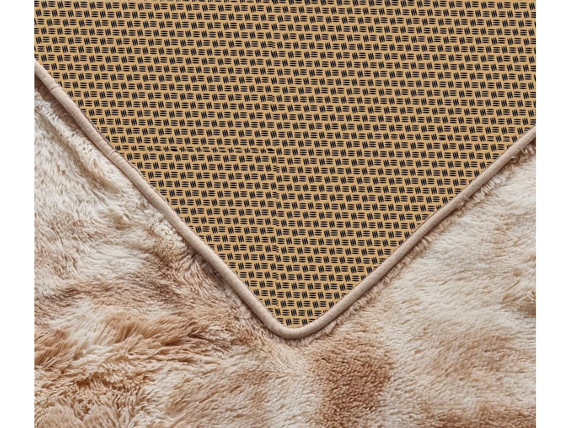  Tapis salon shaggy 160 x 230 cm descente de lit tapis poils longs blanc beige tapis doux pour salon chambre canapé  - Conforama C