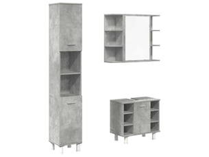 Ensemble de meubles de salle de bain 3 pcs gris béton cf63785