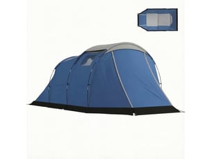 Tente tunnel 4 personnes 460 x 260 x 190 cm bleue en polyester, double paroi imperméable 3000 mm