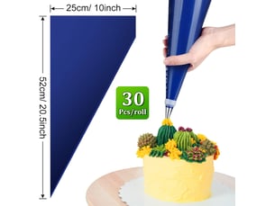 Lot de 30 poches à douille jetables de 53,3 cm extra larges épaississent les poches à douille pour biscuits, cupcakes, desserts, gâteaux, décoration