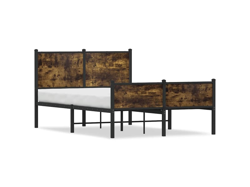  Lit double- lit adulte -  cadre de lit en métal sans matelas chêne fumé 120x190 cm  - Conforama A