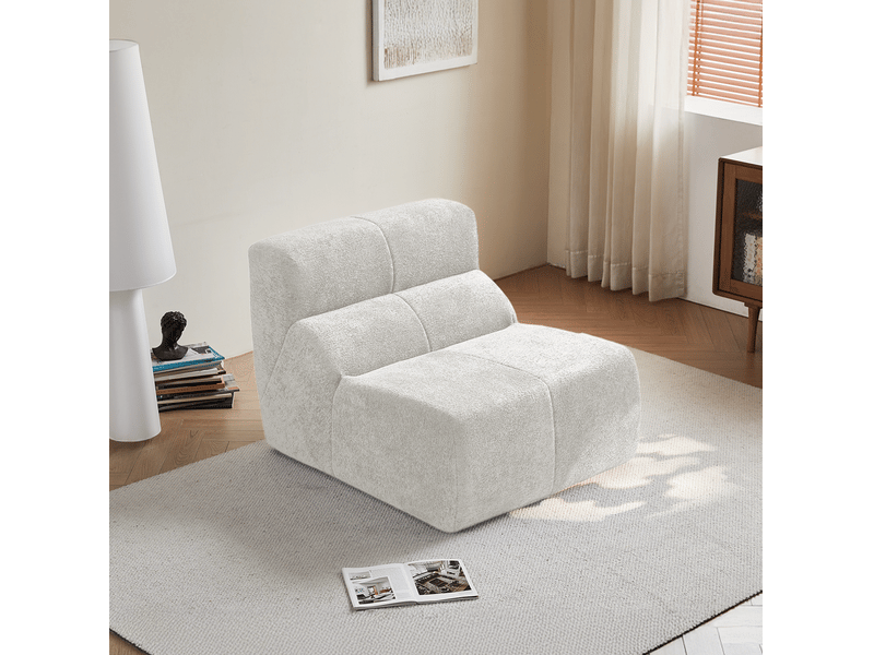  Fauteuil 1 place en velours blanc compressé 94 x 110 x 79 cm  - Conforama C