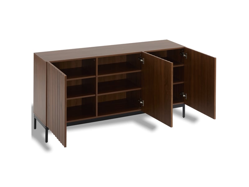 Buffet bas 150x40x80 cm 3 portes ondulées mdf brun foncé - Conforama D