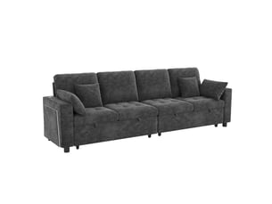 Canapé droit convertible REDOM  4 places Polyester gris