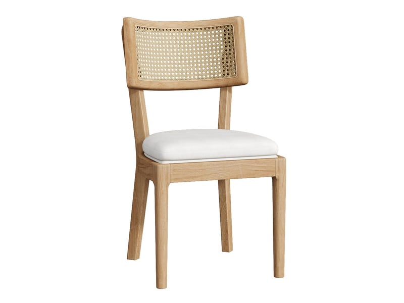  Lot de chaises 4 chaises repas en bois massif dossiers en rotin assise confortable et respirante style moderne  - Conforama A