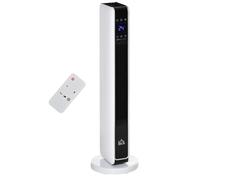  Chauffage soufflant céramique 2200 w 21 x 21 x 73 cm blanc abs, oscillation 65 degrés et minuterie  - Conforama A
