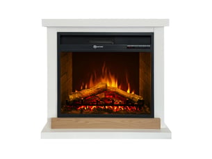 Stockholm - cheminée électrique sur pied avec effet flamme 75,5 x 70 x 28 cm en bois blanc