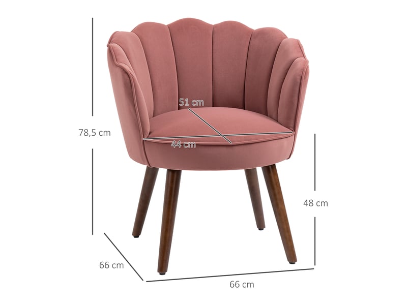  Fauteuil coquillage fauteuil de salon chambre avec dossier et coussin aspect velours pieds en bois hévéa 66l x  - Conforama C