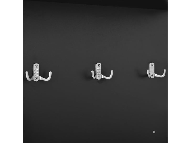 Meubles d'entrée avec miroir, meuble à chaussures, banc, patères et éclairage led, noir, 105 × 38 × 190 cm - Conforama E